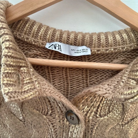 Zara Gold Cable Knit Cardigan - Picture 3 of 6